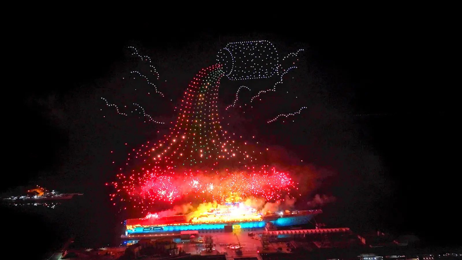 2025 Tianjin Aircraft Carrier Theme Park New Year's Day Drone Fireworks Show